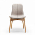 Chaise en tissu beige avec pieds en bois naturel dimensions 45 x 45 x 90cm