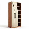 Armoire en bois avec portes beige et étagères ouvertes 80 x 40 x 200cm
