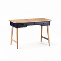 Bureau en bois clair et bleu avec deux tiroirs dimensions 120 x 60 x 75cm