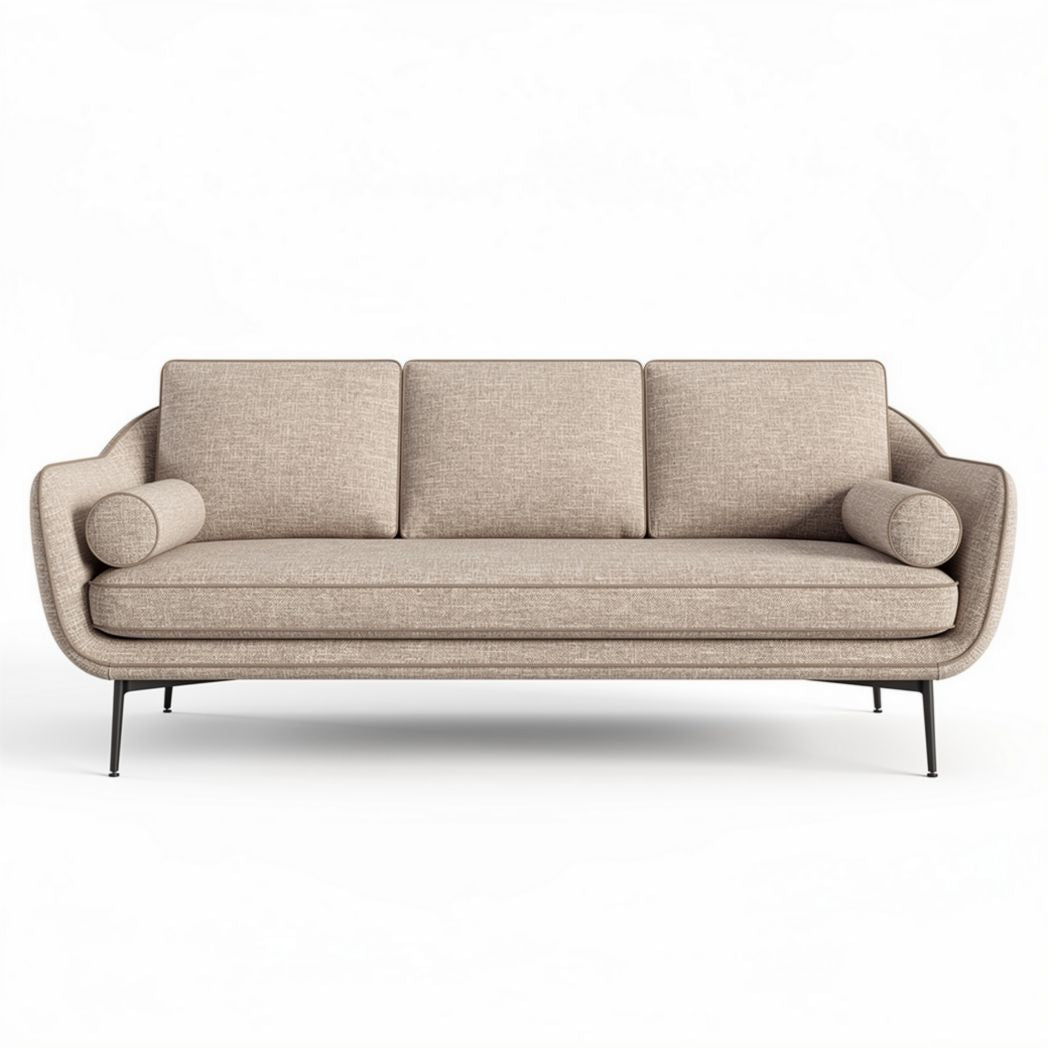 Canapé trois places en tissu beige avec accoudoirs rembourrés 190 x 85 x 80cm