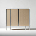 Buffet en bois clair avec portes coulissantes en métal 80 x 40 x 90cm