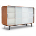 Buffet en bois avec portes en verre dépoli dimensions 150 x 45 x 80 cm