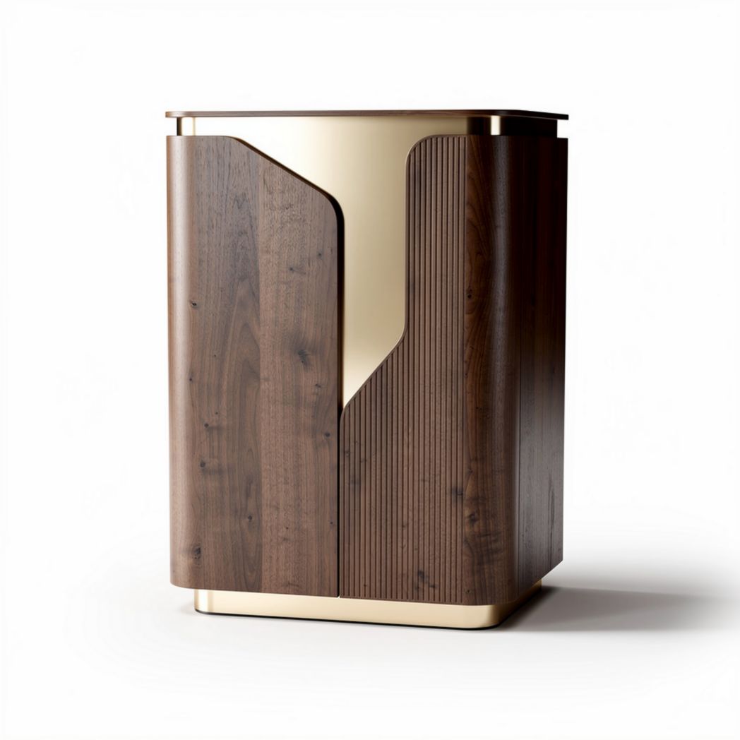Meuble de rangement en bois et métal doré 40 x 30 x 70cm pour intérieur moderne