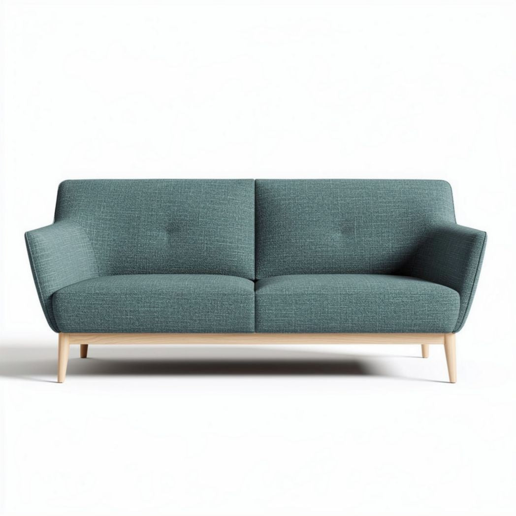Canapé deux places en tissu vert 180 x 85 x 75cm avec structure en bois