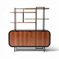Meuble de rangement en bois noir et marron avec étagères 150 x 40 x 100cm