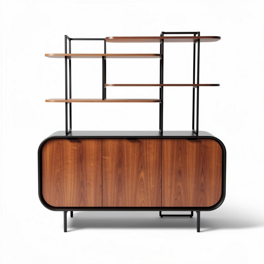 Meuble de rangement en bois noir et marron avec étagères 150 x 40 x 100cm