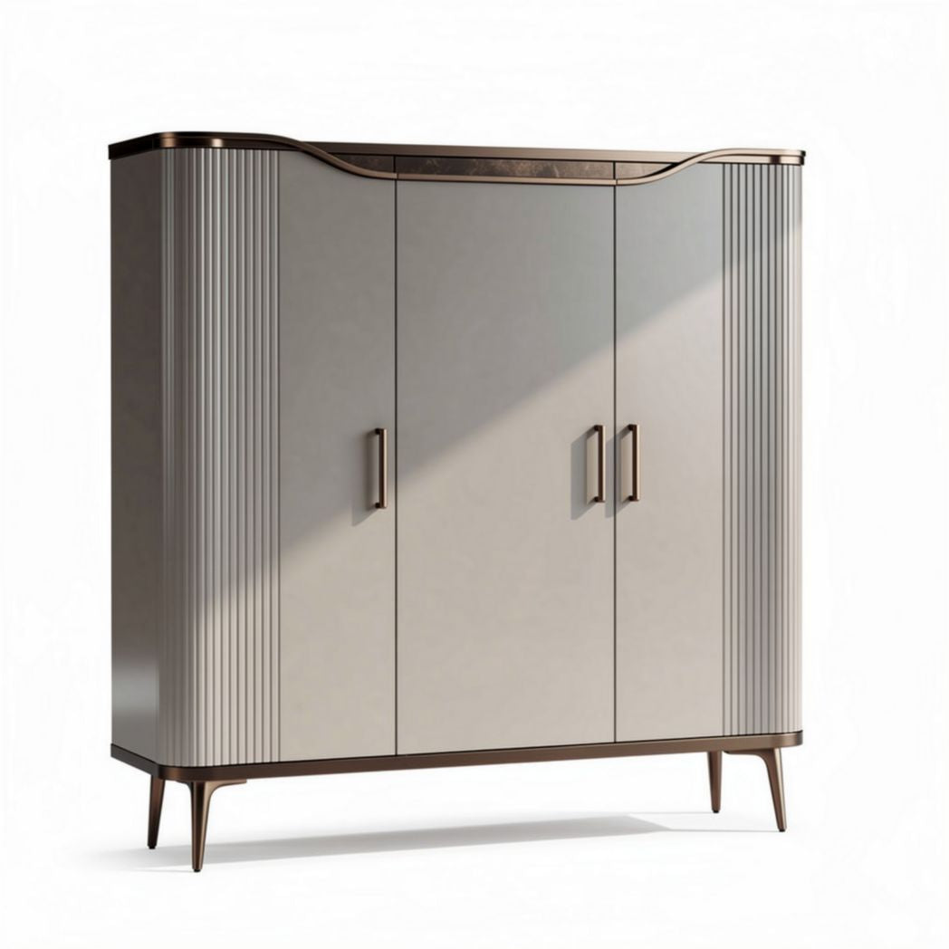 Armoire moderne en bois avec finitions en métal et dimensions 150 x 45 x 110cm