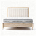 Matelas en mousse avec cadre en bois 200 x 160 x 30cm couleur beige