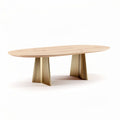 Table basse ovale en bois avec pieds dorés 120 x 60 x 45 cm