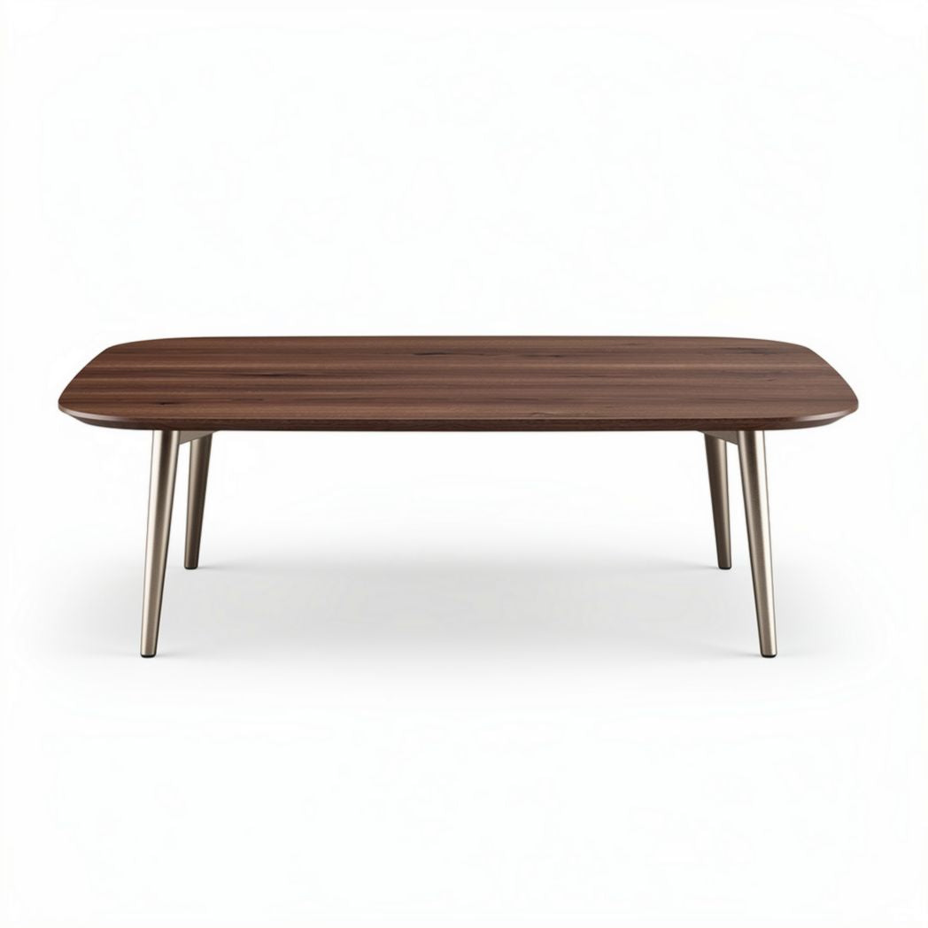 Table basse en bois de noyer avec pieds en métal 150 x 80 x 40 cm