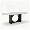 Table ovale en marbre et métal noir dimensions 200 x 100 x 75cm